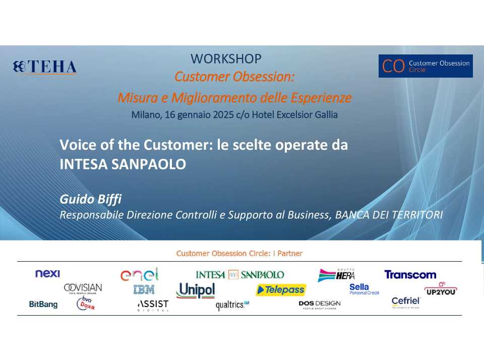 Voice of the Customer: le scelte operate da alcune aziende-chiave: INTESA SANPAOLO