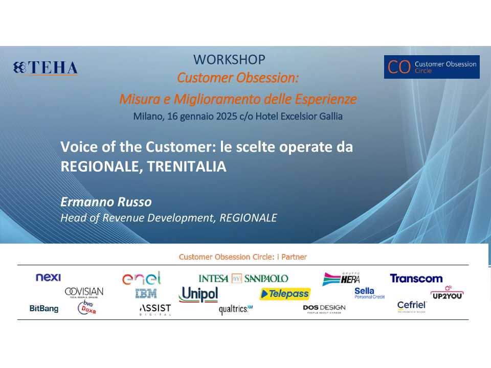 Workshop
Misura e Miglioramento delle esperienze