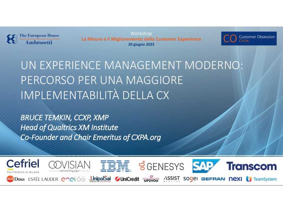 06 Temkin Qualtrics XM Institute Ambrosetti 20.6.23