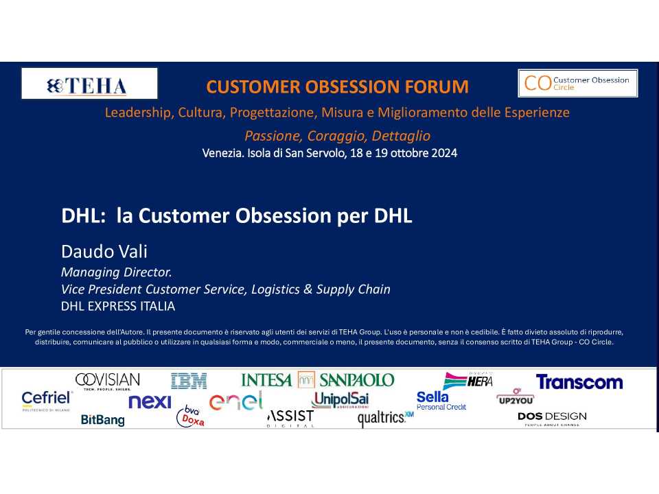 DHL: La Customer Obsession per DHL
