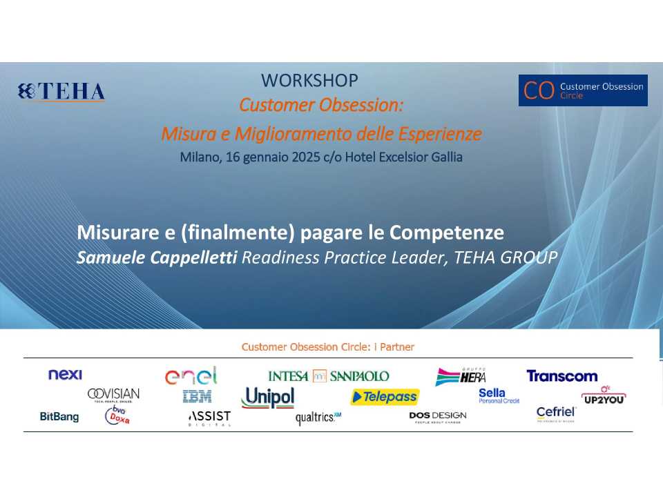 Workshop
Misura e Miglioramento delle esperienze