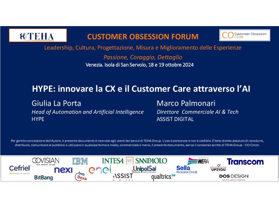 Hype: Innovare la CX e il Customer Care attraverso l' AI