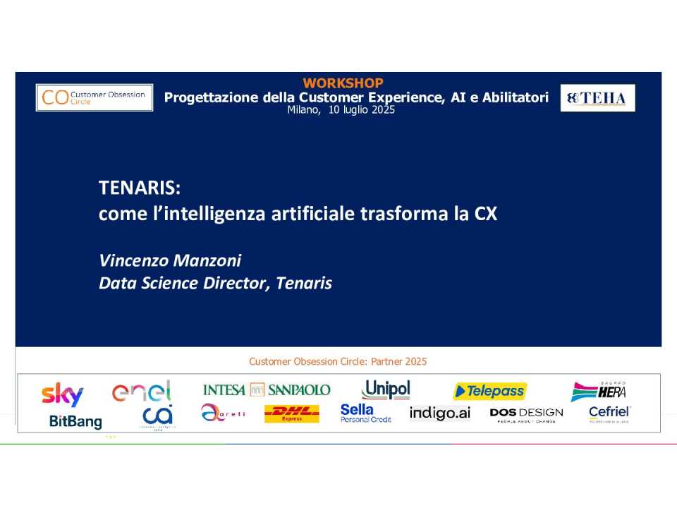 Workshop
Customer Obsession:
Progettazione CX, AI e Abilitatori
(in presenza e web)