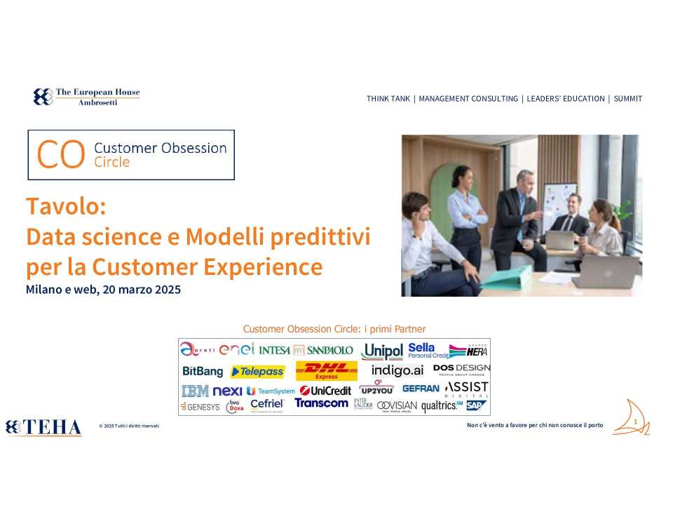 Tavolo: Data science e modelli predittivi per la Customer Experience - Presentazioni